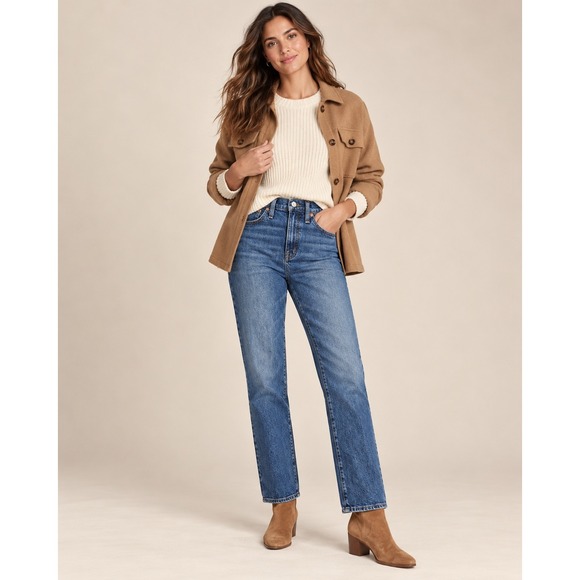 Madewell Denim - Madewell Boy Straight Jeans Size 27 High Rise Medium Wash Cropped Denim